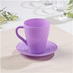 Чайная пара «Апрель», кружка+блюдце, фиолетовая, 250 мл, d=13,2 см