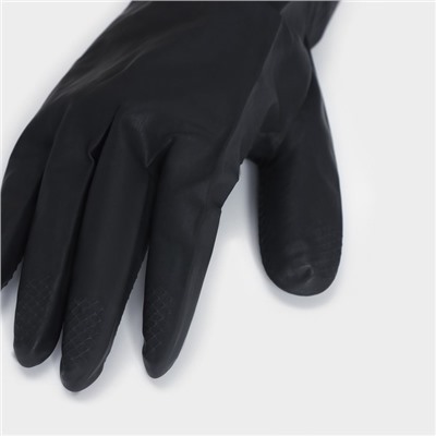 Перчатки хозяйственные Доляна, латексные, 50 гр, размер S, цвет чёрный