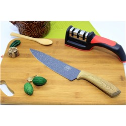 Нож нерж сталь лезвие 20.3 см 32 см кухонный пласт ручка под дерево Baizheng (1/240)