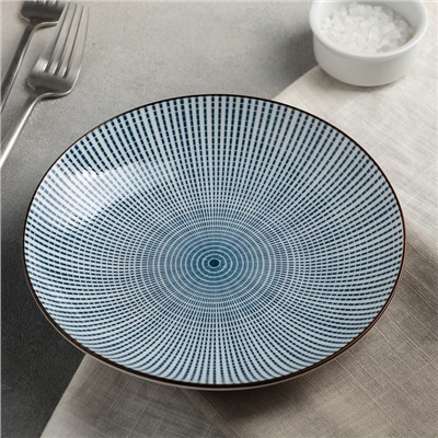 Тарелка керамическая «Мерцание», d=19,5 см, цвет синий