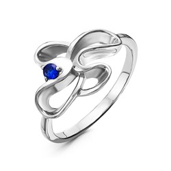 Серебряное кольцо с фианитом синего цвета - 1402