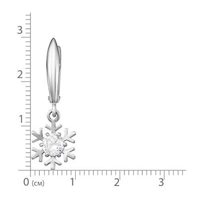 Серебряные серьги "Снежинки" с бесцветными фианитами - 955