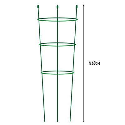 Опора для растений, 3 кольца, h = 60 см, d = 22-18-8 см, металл