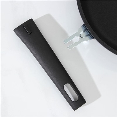 Сковорода «Традиция», d=26 см, стеклянная крышка, съёмная ручка, антипригарное покрытие, цвет чёрный