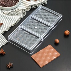 Форма для шоколада и конфет KONFINETTA «Плитка шоколада», 27,4×13,5×2,5 см, 3 ячейки, ячейка 7,5×11,3 см