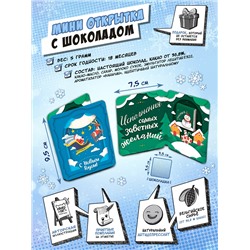Мини открытка, ДЕД МОРОЗ В САНЯХ, молочный шоколад, 5 гр., TM Chokocat