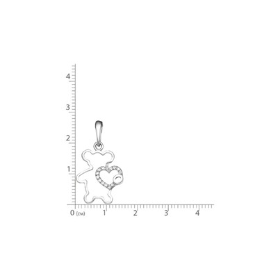 Серебряная подвеска "Мишка" 925 пробы с бесцветными фианитами - 702