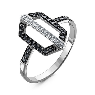 Серебряное кольцо с черными фианитами - 1205