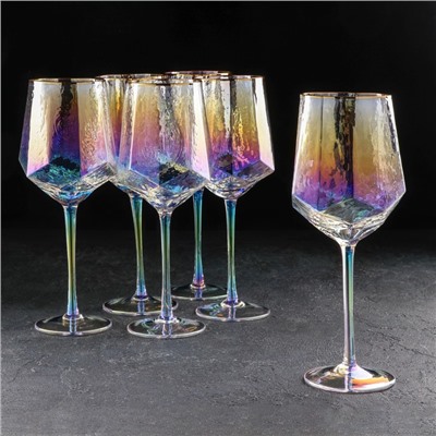 Набор бокалов стеклянных для вина Magistro «Дарио», 500 мл, 7,3×25 см, 6 шт, цвет перламутровый