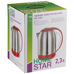 Чайник металлический электрический 2,3 л 1,5 кВт стальной красный HS-1054 HomeStar (1/12)