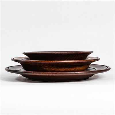 Набор тарелок из натурального кедра Mаgistrо, 3 шт, 27,5×3 см, 23,5×4 см, 19×4,5 см, цвет шоколадный