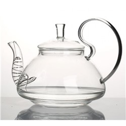 Чайник стеклянный заварочный 800 мл стекл крышка спираль прозрачный Baizheng (1/48)