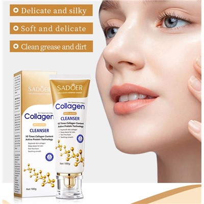 (ЗАМЯТА КОРОБКА) Пенка для умывания с коллагеном SADOER Collagen Anti-Aging Cleanser, 100 гр.