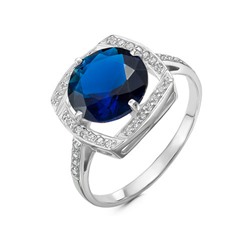 Серебряное кольцо с фианитом цвета сапфир - 1183