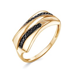 Позолоченное кольцо с черными фианитами - 1356 - п