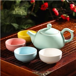 Набор для чайной церемонии керамический «Утро», 5 предметов: 4 пиалы 50 мл, чайник 200 мл