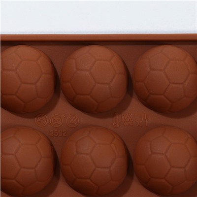 Форма для льда и кондитерских украшений Доляна «Мячики», 21×10,5×1,5 см, силикон, 18 ячеек, цвет шоколадный