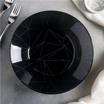 Тарелка глубокая «Линеа Блэк», 800 мл, d=22 см, упрочнённая, цвет чёрный