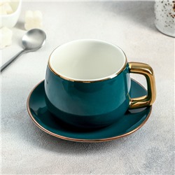 Чайная пара керамическая «Изумруд», чашка 200 мл, блюдце 13,5 см