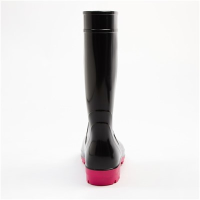 Сапоги резиновые женские, черный+розовый, размер 36