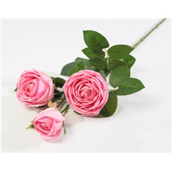 Ветка розы 3 цветка с латексным покрытием розовая