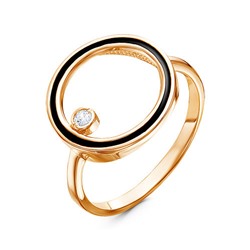 Позолоченное кольцо с черной эмалью - 1259 - п