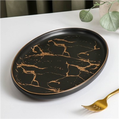 Тарелка для подачи Black Gold, 29×19 см, цвет чёрный