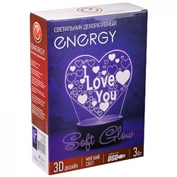 Светильник светодиодный 17*14 см 3 Вт 3D USB с надписью I LOVE YOU EN-NL 23 Energy (1/50)