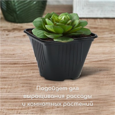 Горшок для рассады, 750 мл, d = 12 см, h = 12,9 см, чёрный, Greengo