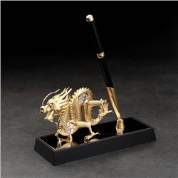 Ручка на подставке "Китайский дракон", с кристаллами