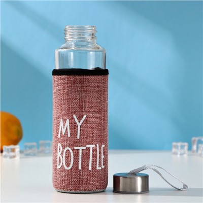 Бутылка для воды стеклянная в чехле «Ротанг», 400 мл, h=20 см, цвет МИКС