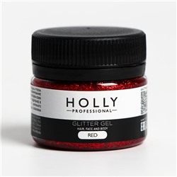 Декоративный гель для волос, лица и тела GLITTER GEL Holly Professional, красный, 20 мл