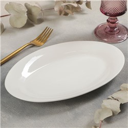 Блюдо фарфоровое овальное White Label, 25,5×17×2 см, с утолщённым краем, цвет белый