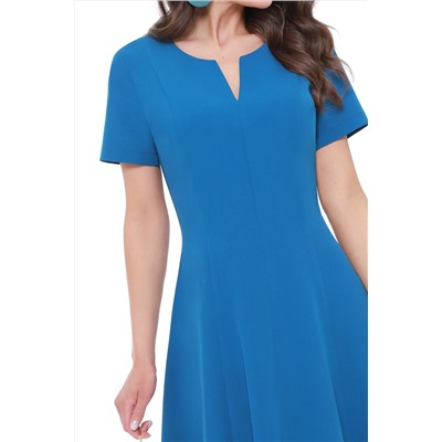 Платье синее с V-образным вырезом