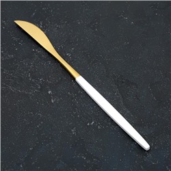 Нож столовый из нержавеющей стали Magistro «Блинк», 22 см, цвет золотой, белая ручка, на подвесе