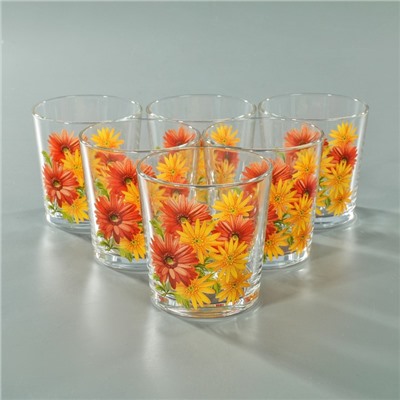 Набор стаканов для коктейля «Букеты», 210 мл, 6 шт, рисунок МИКС