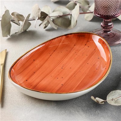 Блюдо керамическое сервировочное «Сапфир», 26×18×3 см, цвет оранжевый