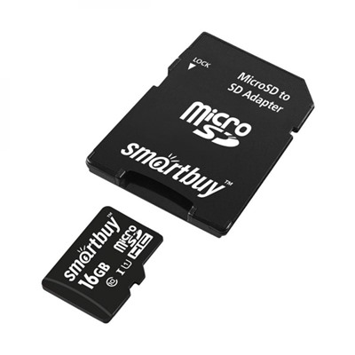 Карта памяти micro SDHC 16 GB Class 10 c адаптером SD LE Smartbuy (1/1)