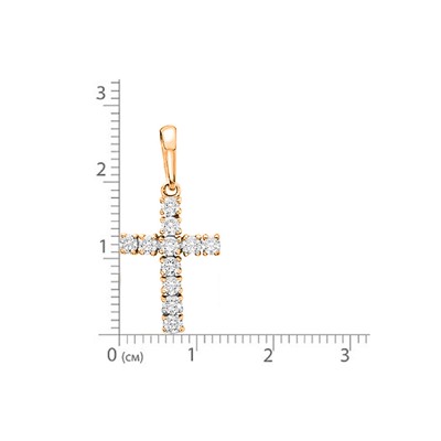 Позолоченная подвеска "Крестик" с бесцветными фианитами - 421 - п