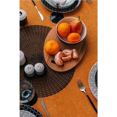 Салфетка сервировочная на стол «Роса», d=41 см, цвет чёрный