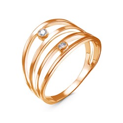 Позолоченное кольцо с бесцветными фианитами - 1265 - п