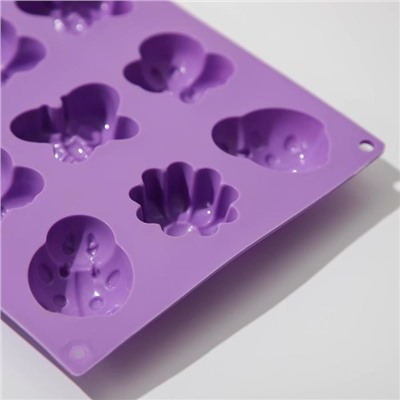 Форма силиконовая для выпечки Доляна «Пыльца», 29×17 см, 15 ячеек, цвет МИКС