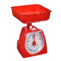 Весы кухонные механические пластик 5 кг чаша съемная 0,85 л красный Maxtronic (1/24)