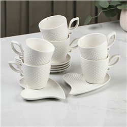 Сервиз чайный керамический «Эстет», 12 предметов: 6 чашек 200 мл, 6 блюдец 16×12 см
