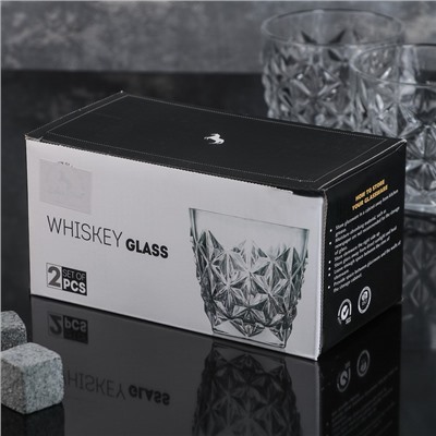 Набор стеклянных стаканов для виски «Рокс», 350 мл, 9,6×9 см, 2 шт