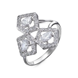 Серебряное кольцо с бесцветными фианитами - 1204