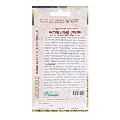 Семена Цветов Мертензия приморская Устричный Океан, 5 шт