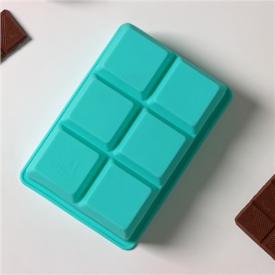 Форма для льда и кондитерских украшений Доляна «Кубик», 16,5×11,5 см, силикон, 6 ячеек, 5×5×5 см, цвет бирюзовый