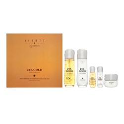 Jigott Signature 24K Gold Essential Skin Care 3Set Набор: Тонер для лица с частицами коллоидного золота, Эмульсия для лица с с частицами коллоидного з