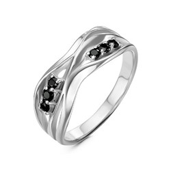 Серебряное кольцо с черными фианитами - 1178